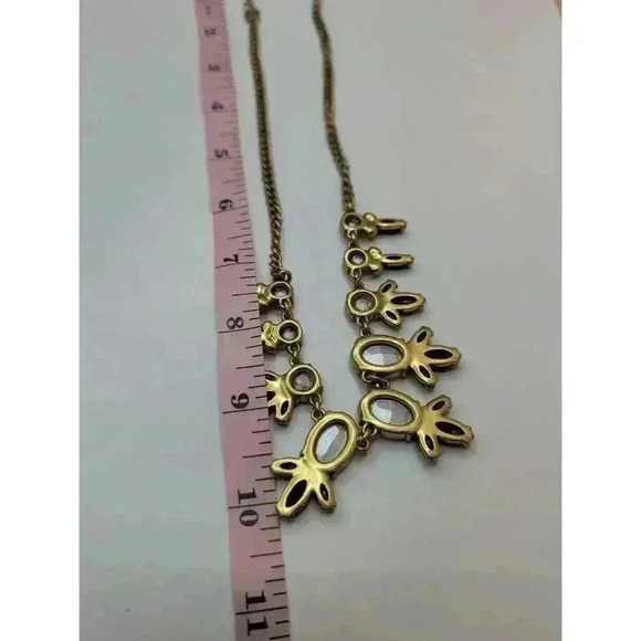 JCrew Goldtone Black Acrylic Clear Rhinestone Statement Necklace - Picture 5 of 5